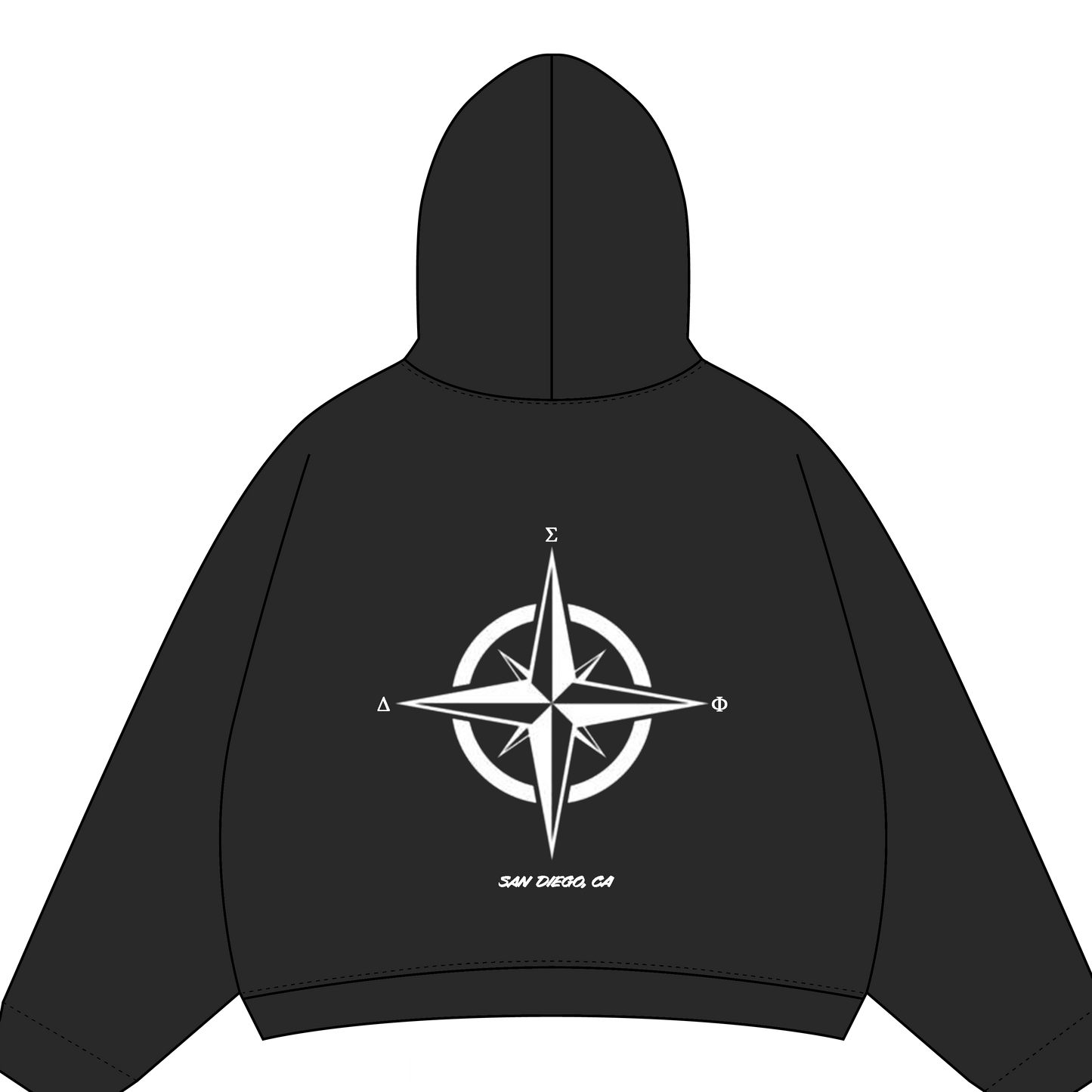 Delta Sig Black Embroidered Hoodie