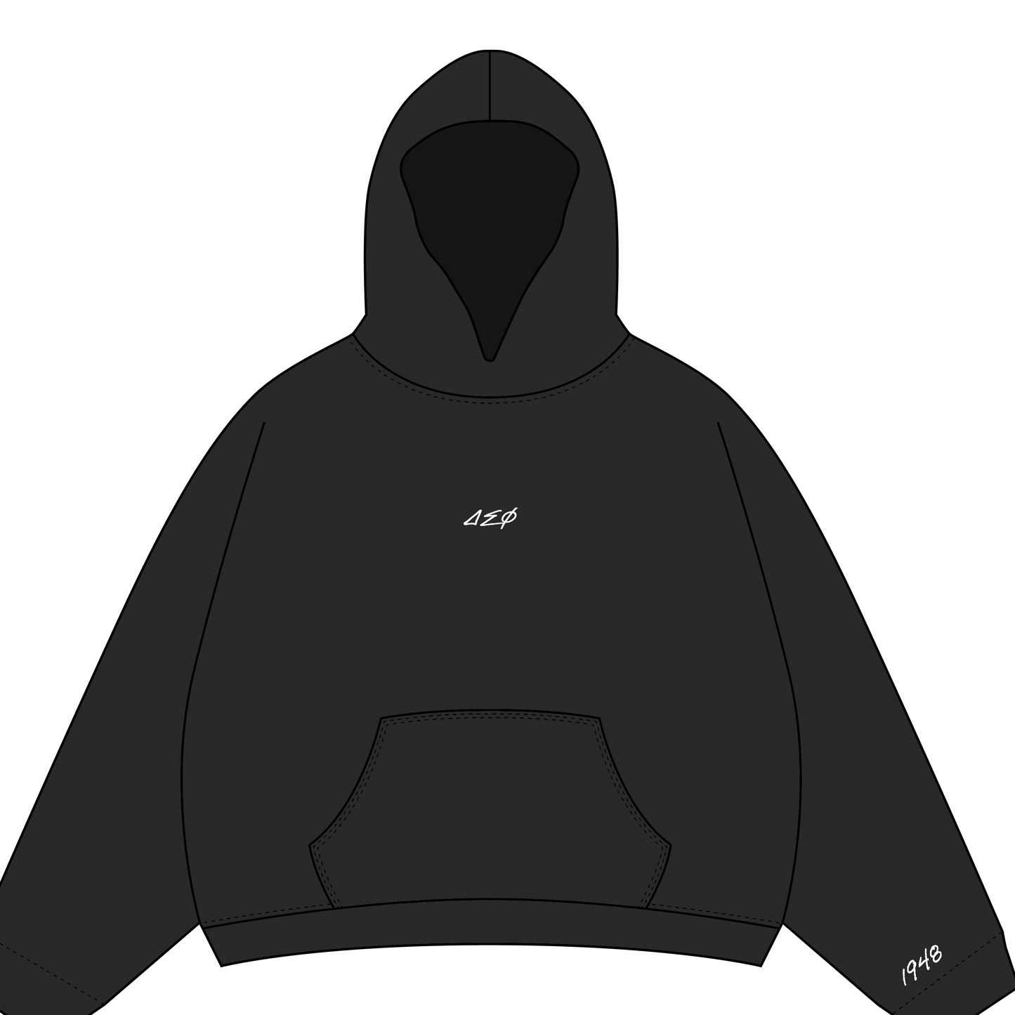 Delta Sig Black Embroidered Hoodie