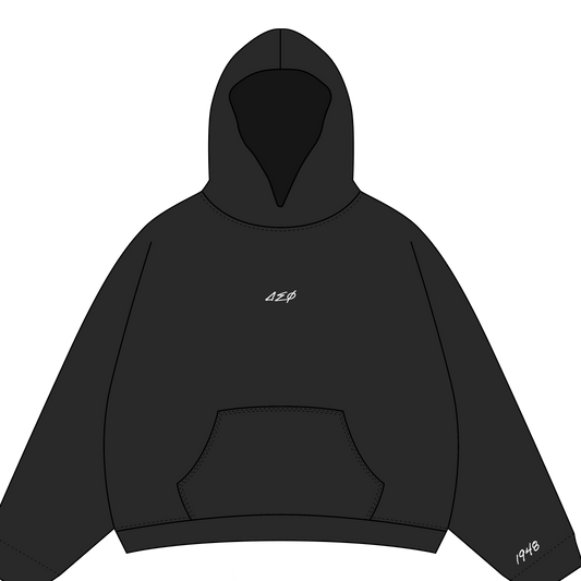 Delta Sig Black Embroidered Hoodie