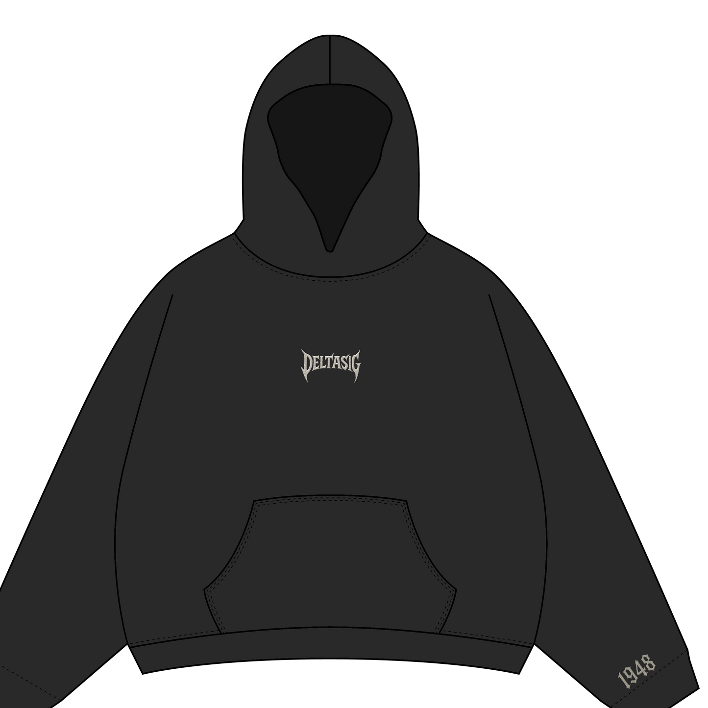 Delta Sig Black Embroidered Hoodie