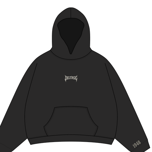 Delta Sig Black Embroidered Hoodie