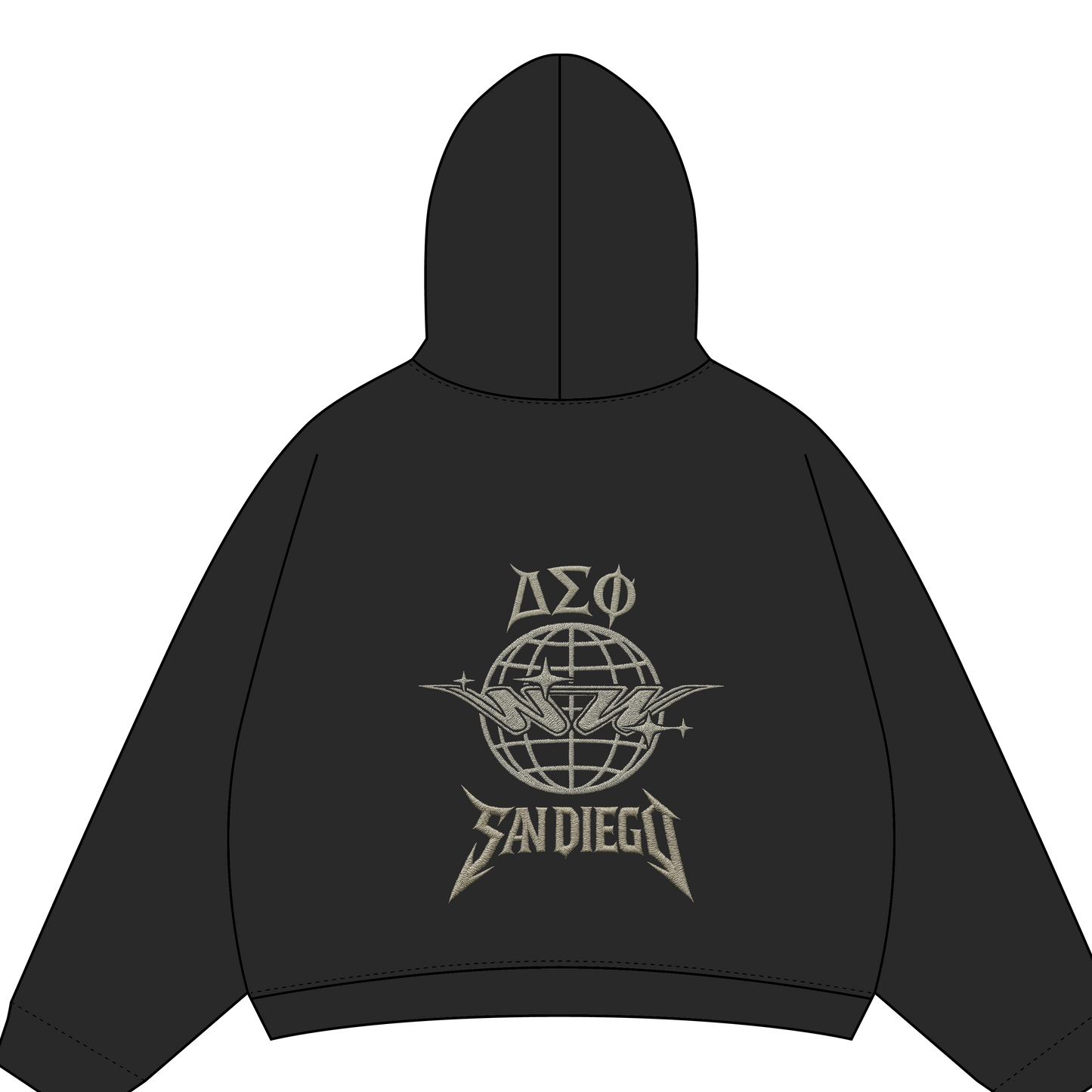 Delta Sig Black Embroidered Hoodie